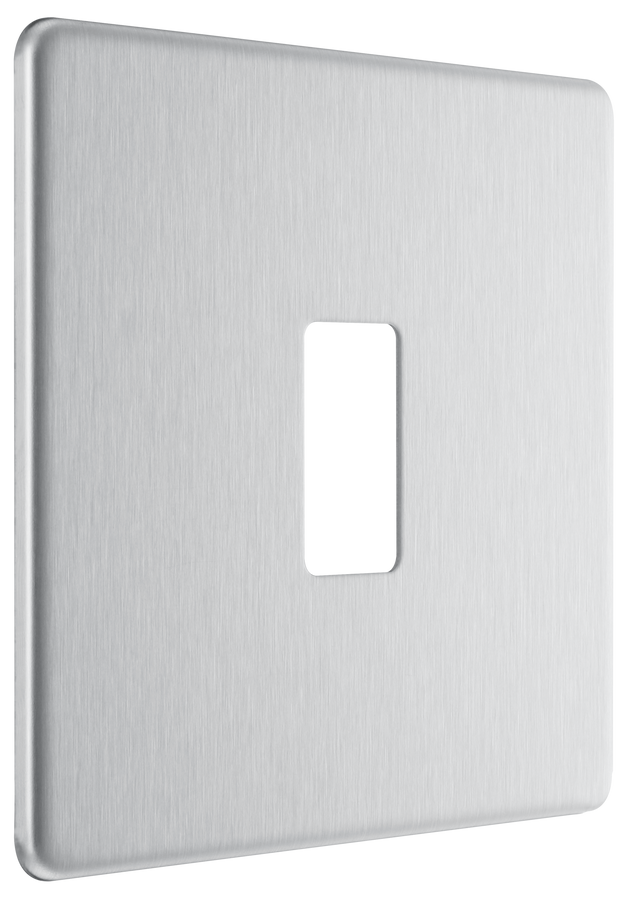 BG RFBS1 Nexus Screwless Grid Brushed Steel 1 Module Front Plate