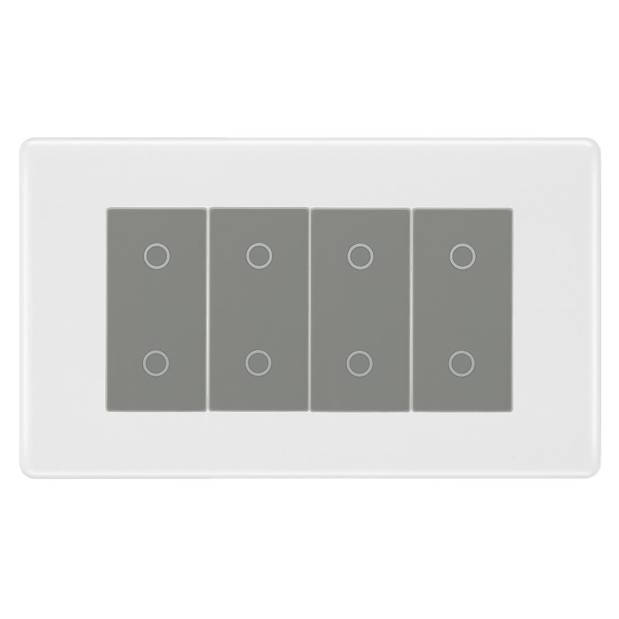 BG Nexus White Moulded Quad Secondary Touch Dimmer Switch - Grey Insert