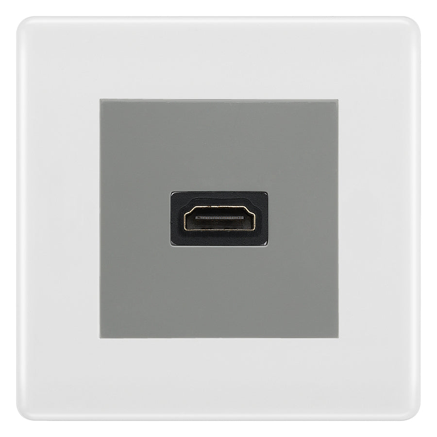 BG Nexus White Moulded HDMI Socket  - Grey Insert