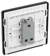 PCDDB12WB Back - This Evolve Matt Blue 20A 16AX single light switch from British General will operate one light in a room. The 2 way switching allows a second switch to be added to the circuit to operate the same light from another location (e.g. at the top and bottom of the stairs). 