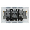 BG Nexus Polished Chrome 3 Gang 200W 2 Way Trailing Edge Push Type Dimmer Switch NPC83 with 35mm Steel Back Box