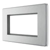 BG Screwless Brushed Steel Satin Double 4 Gang Brush Cable Wall Plate TV Black