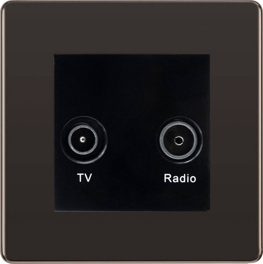 BG Screwless Black Nickel TV & FM Socket FBN66B