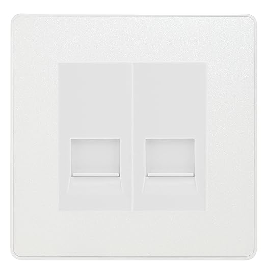 BG Evolve Pearlescent White Double RJ11 Telephone Socket PCDCLRJ112 - White Insert