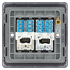 BG Nexus Matt Black Double Slave Telephone Socket NFBBTS2 with 25mm Steel Back Box