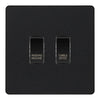 BG Evolve Matt Black Custom Appliance Grid Switch 2 Gang Screwless