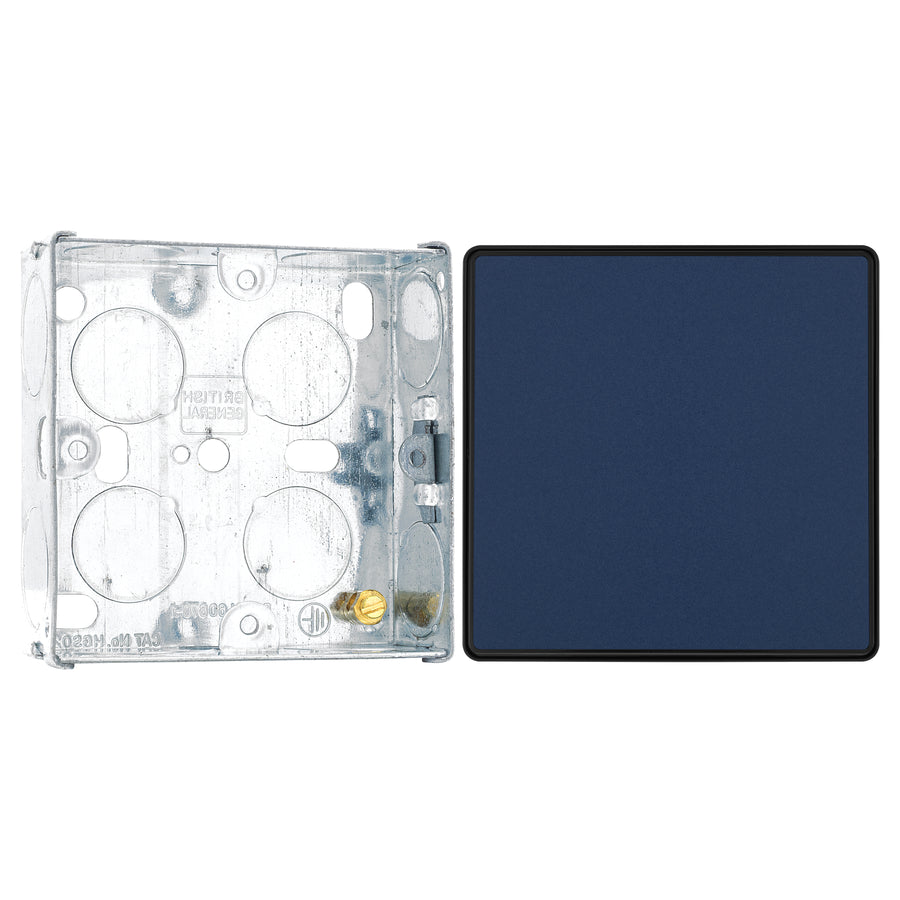 BG Evolve Matt Blue 2 Way Single Edge to Edge Rocker Switch PCDDB12EB with 25mm Steel Back Box