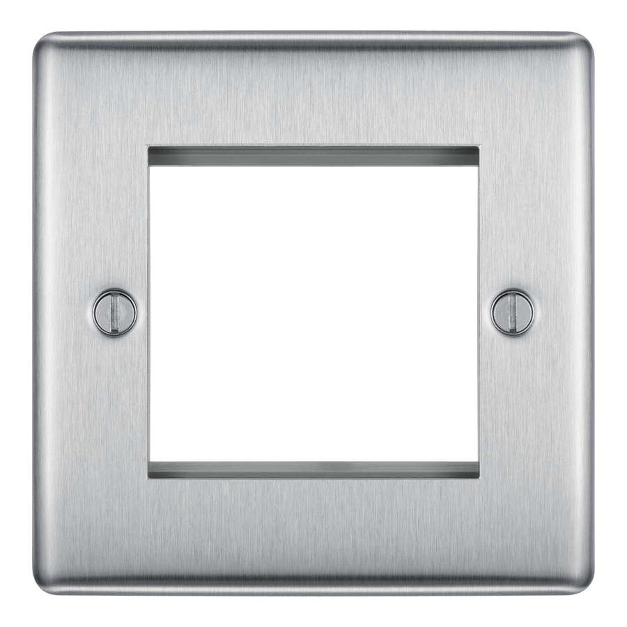 BG Electrical NBSEMS2 Euro Module Nexus Metal 2 Module Square Front Plate Brushed Steel