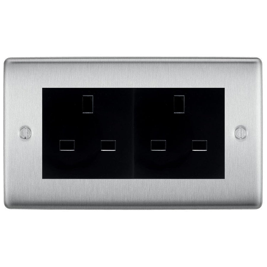 BG Nexus Brushed Steel 4 Gang 13A Unswitched Socket - NBS4GUSSB