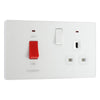 BG Evolve Pearlescent White 45A Switch 13A Switched Socket Cooker Control Unit PCDCL70W with 35mm Steel Back Box