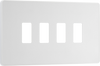 RPCDCL4W Front - The Grid modular range from British General allows you to build your own module configuration with a variety of combinations and finishes. This pearlescent white finish Evolve front plate clips on for a seamless finish, and can accommodate 4 Grid modules - ideal for switches and other domestic applications.