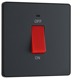 BG Evolve PCDMG74B Matt Grey 45A 2 Pole LED Switch - Black Insert