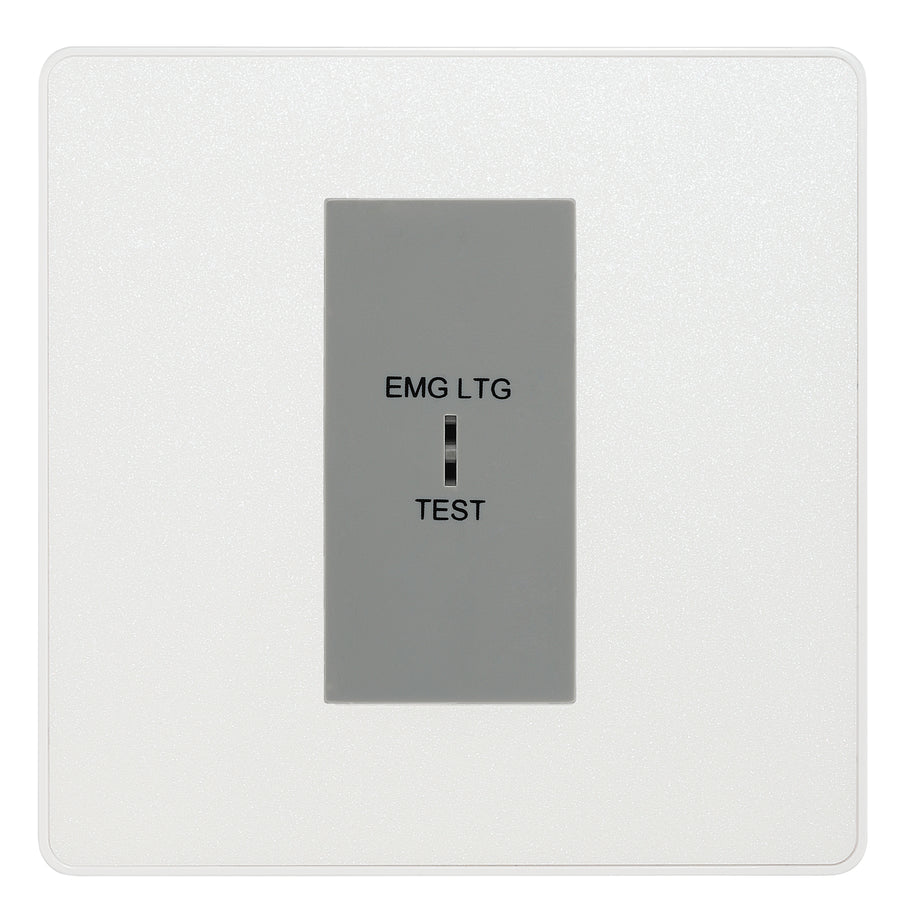 BG Evolve Pearlescent White 20AX 2 Way Emergency Lighting Test Key Switch - Key Included - Grey Insert