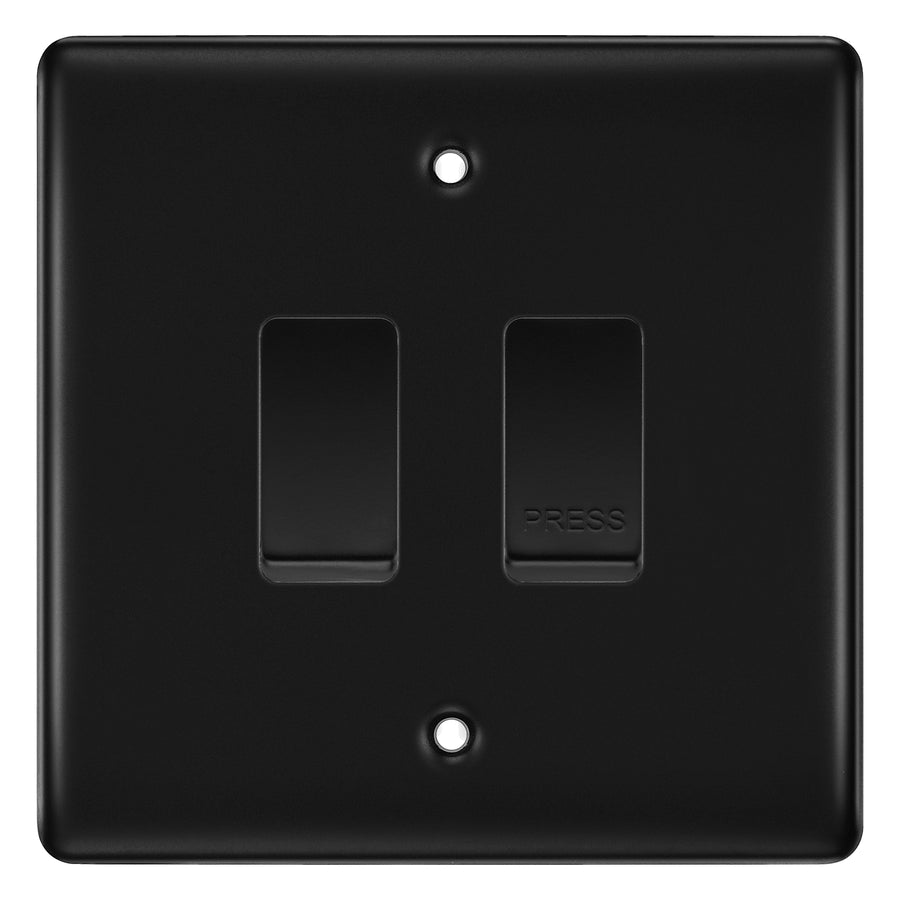 BG Nexus Matt Black 2G Grid Switch Kit – 20A 2-Way & Retractive Press Module