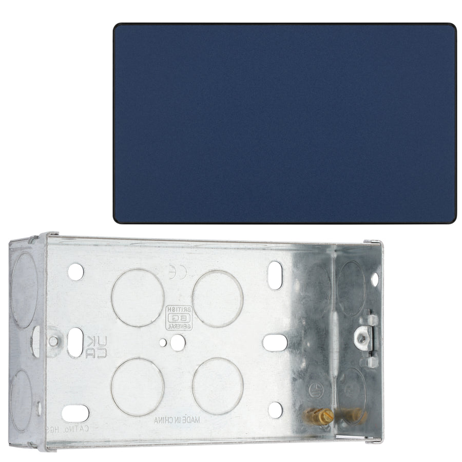 BG Evolve Matt Blue Double Blank Plate PCDDB95B with 35mm Steel Back Box