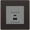 BG Black Nickel 45W USB Wall Socket Euro Module USB-A & C - Grey Insert
