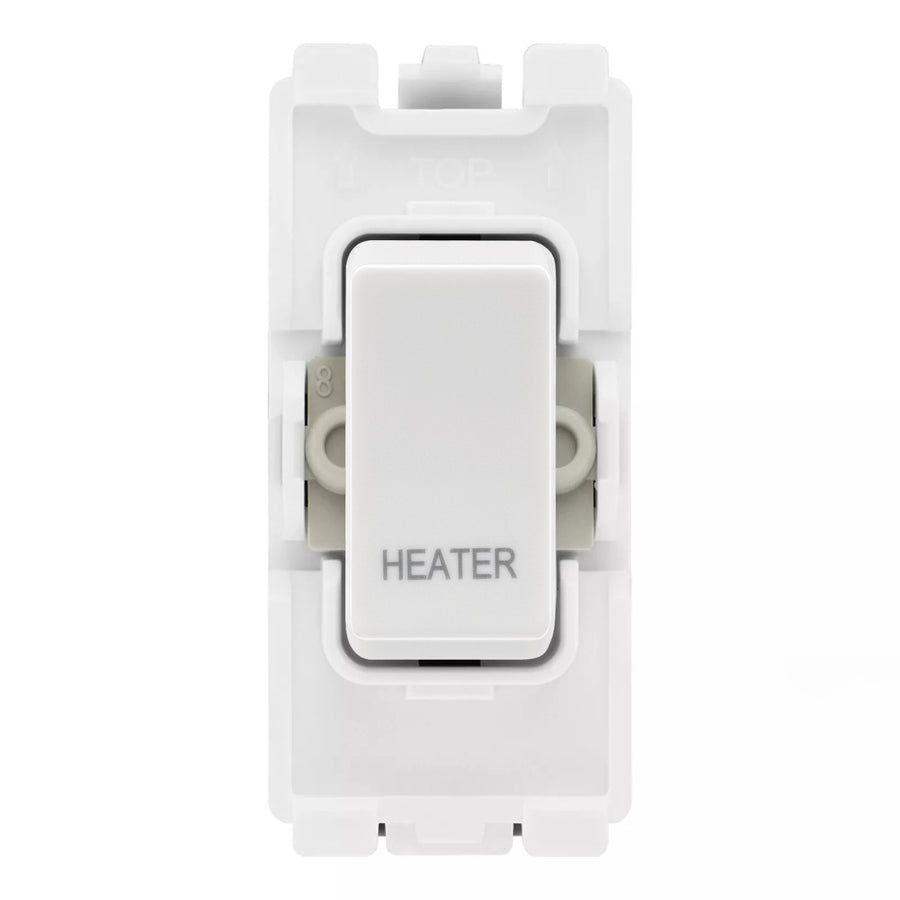 BG RRHTW White 20A DP Appliance Grid Switch Labelled Heater
