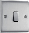 BG NBS12 Nexus Metal Brushed Steel 1 Gang 10A 10AX 2 Way Plate Switch
