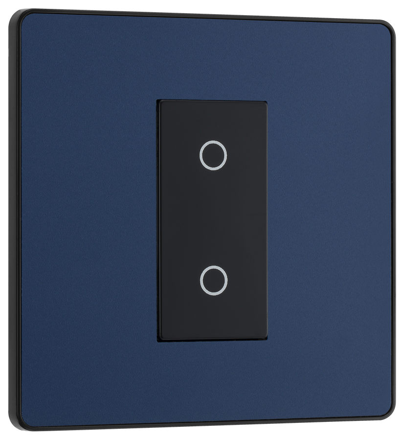 PCDDBTDS1B Front - This Evolve Matt Blue single secondary trailing edge touch dimmer allows you to control your light levels and set the mood.