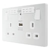 BG Evolve Pearlescent White 13A Double USB Socket with WiFi Extender PCDCL22UWRW with 25mm Steel Back Box