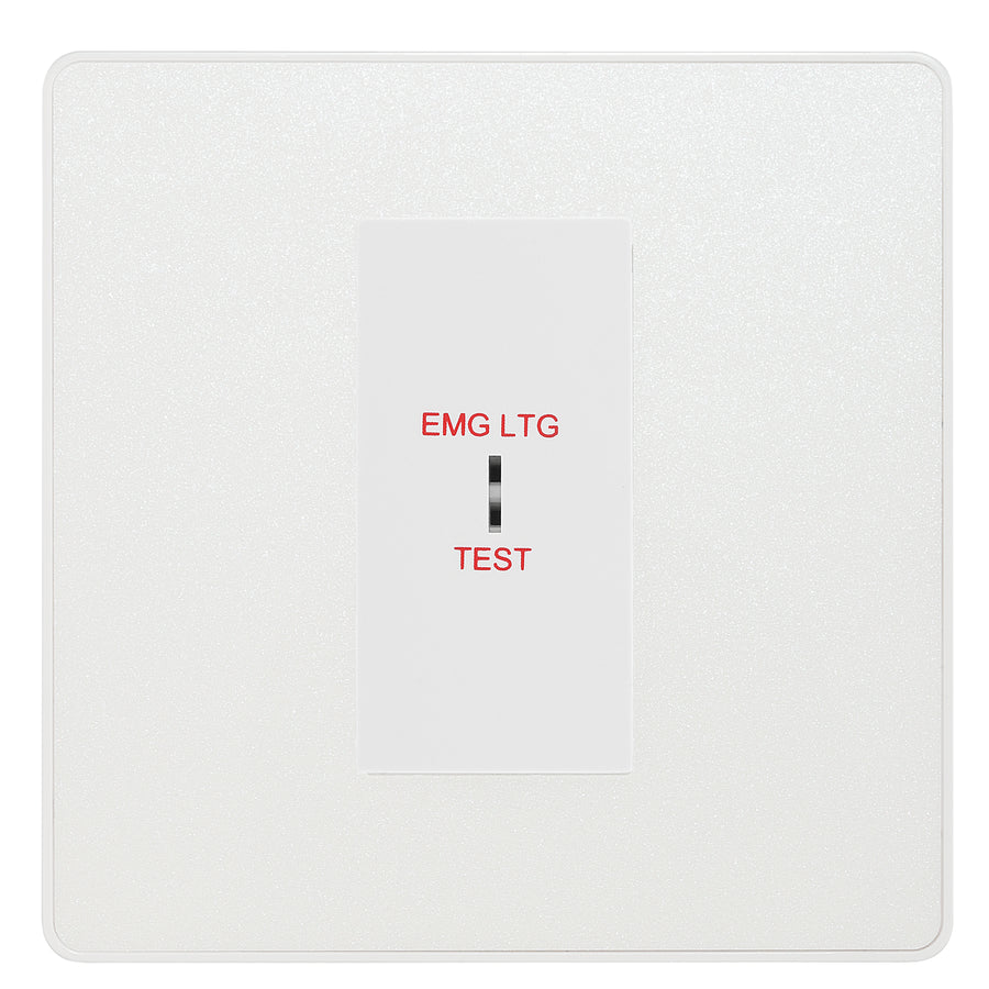 BG Evolve Pearlescent White 20AX 2 Way Emergency Lighting Test Key Switch - Key Included - White Insert