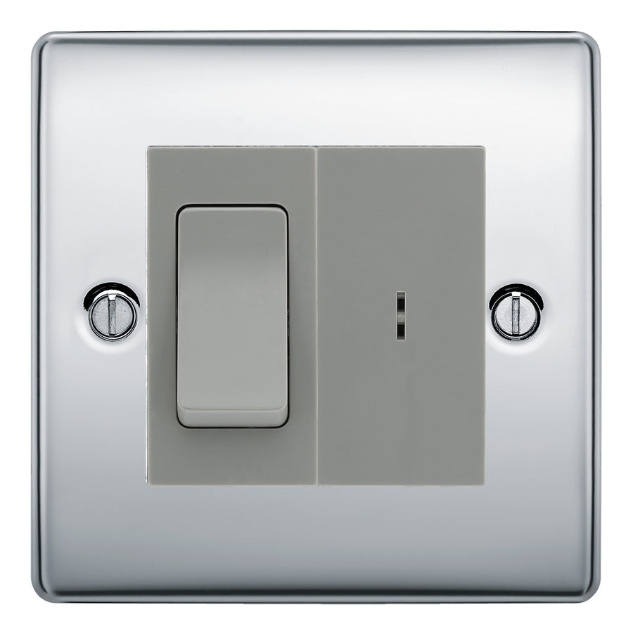 BG Nexus Polished Chrome 2 Way Single Pole Key Switch with 2 Way Single Pole Switch, Key Included - Grey Insert