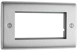 BG Electrical NBSEMR4 Euro Module Nexus Metal 4 Module Rectangular Front Plate Brushed Steel