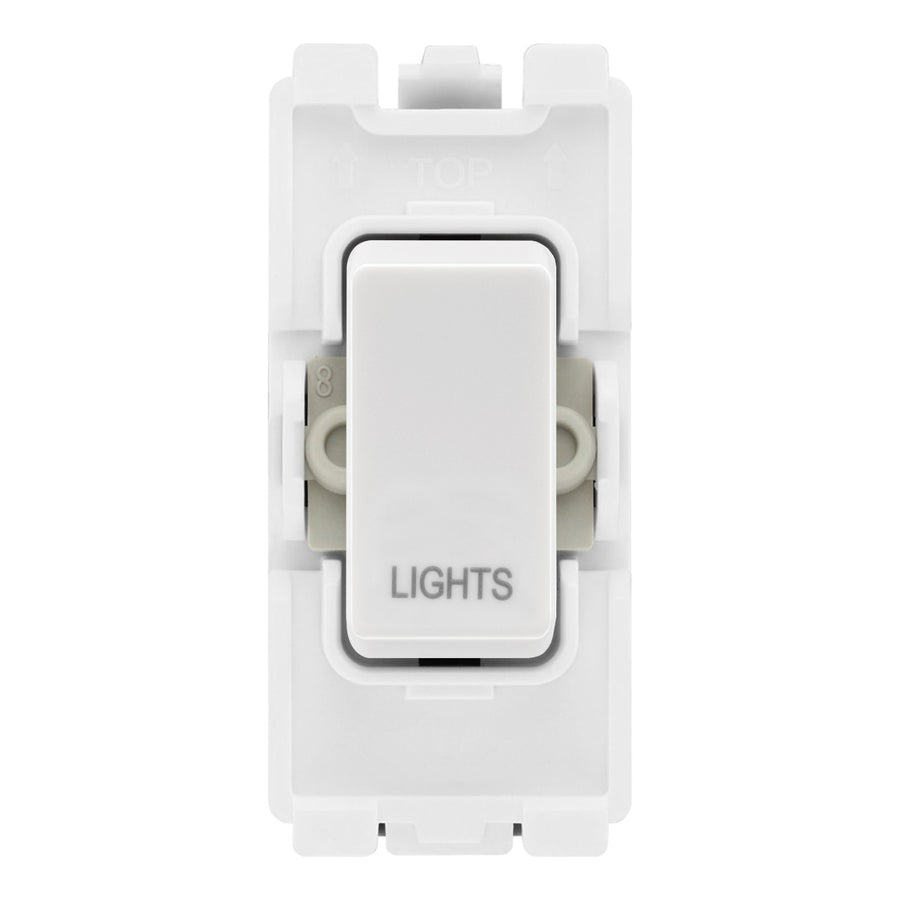 BG RRLTW White 20A DP Appliance Grid Switch Labelled Lights