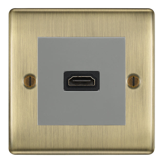 BG Nexus Antique Brass 1 Gang HDMI Socket Grey Insert