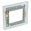 BG Screwless Polished Chrome Single 2 Gang Brush Cable Wall Plate TV Black