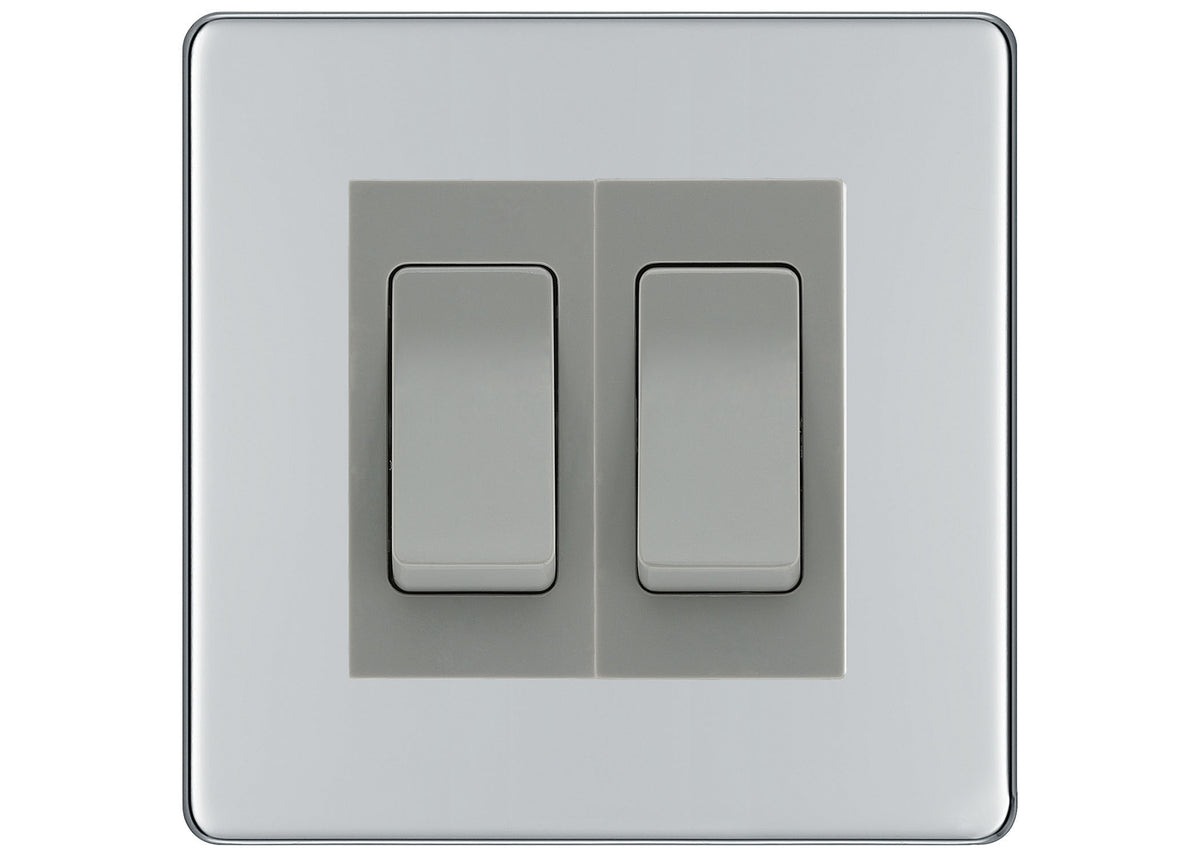 BG Polished Chrome 2 Gang Intermediate Light Switch Custom Grid – Grey ...