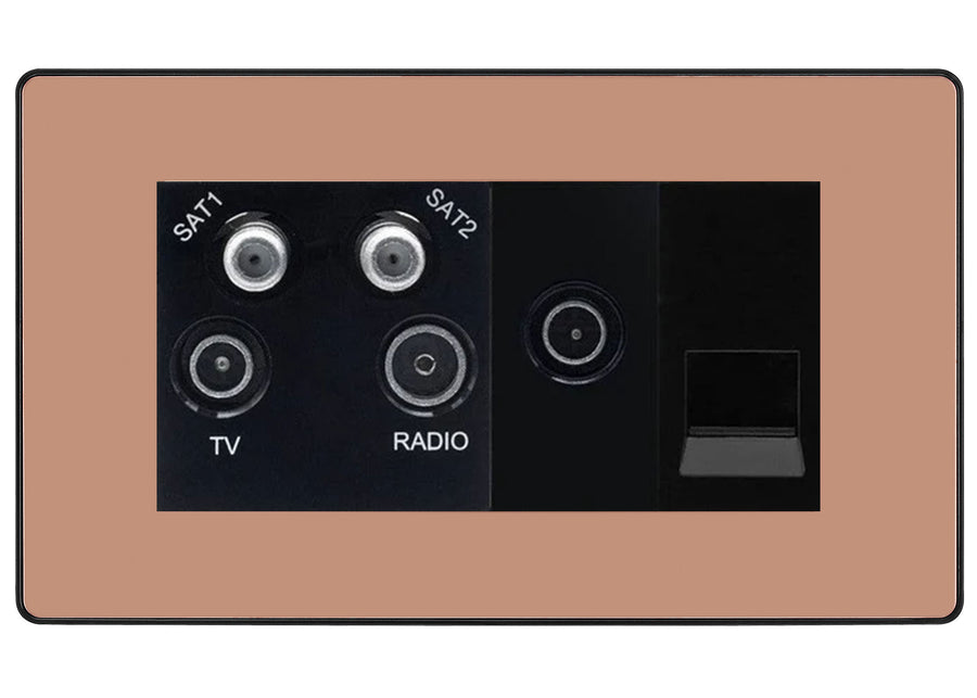 BG Evolve Polished Copper Quadplex Combination TV Socket PCDCP69B