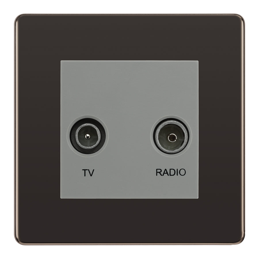 BG Screwless Black Nickel TV & FM Socket FBN66G