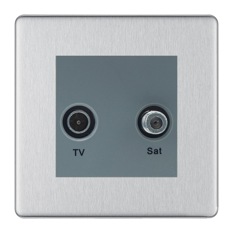 BG Screwless Brushed Steel TV & Satellite Socket FBSTVSATG