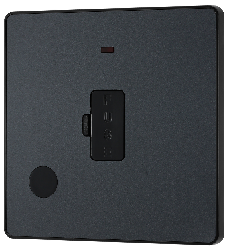 BG Evolve PCDMG54B Matt Grey 13A Flex Outlet Neon Unit - Black Insert