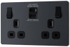 PCDMG22UAC30B Front - This Evolve Matt Grey 13A power socket from British General with integrated fast charge USB-A and USB-C ports delivers a 50% charge to mobile phones in just 30 minutes.