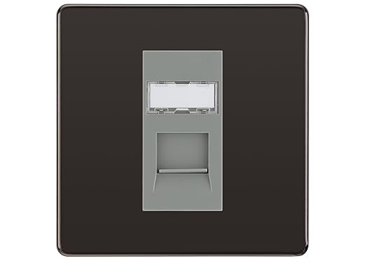 BG Screwless Black Nickel Single 1 Gang RJ45 Data Socket FBNRJ451G Grey Insert