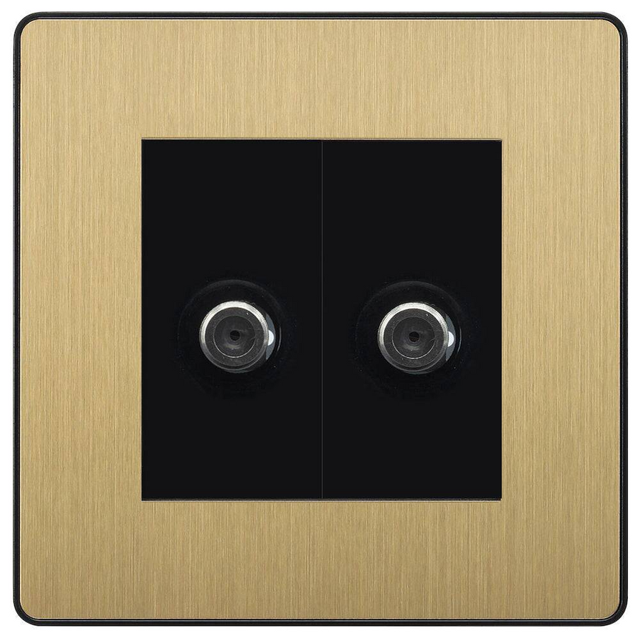 BG Evolve Satin Brass Double Satellite Socket PCDSB642B