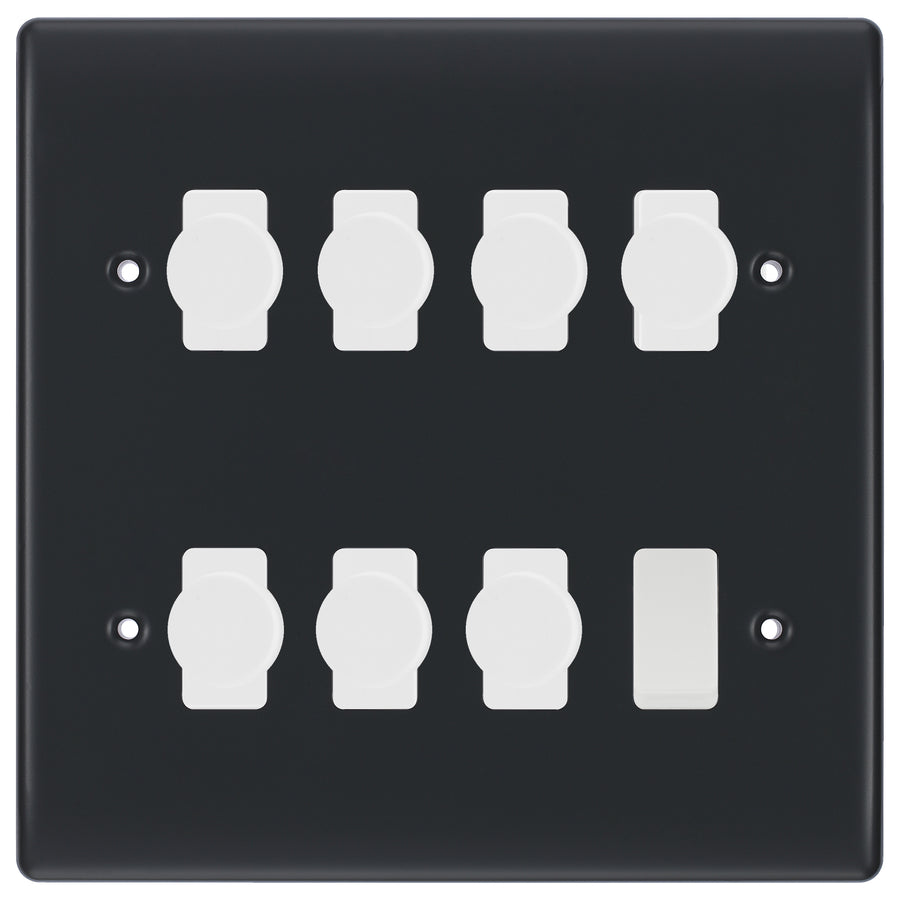 BG Part M 8 Gang Switch 8x Intelligent Dual Mode Dimmer 1x 2 Way Custom Grid