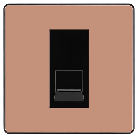 BG Evolve Polished Copper Single RJ11 Telephone Socket PCDCPRJ111 - Black Insert