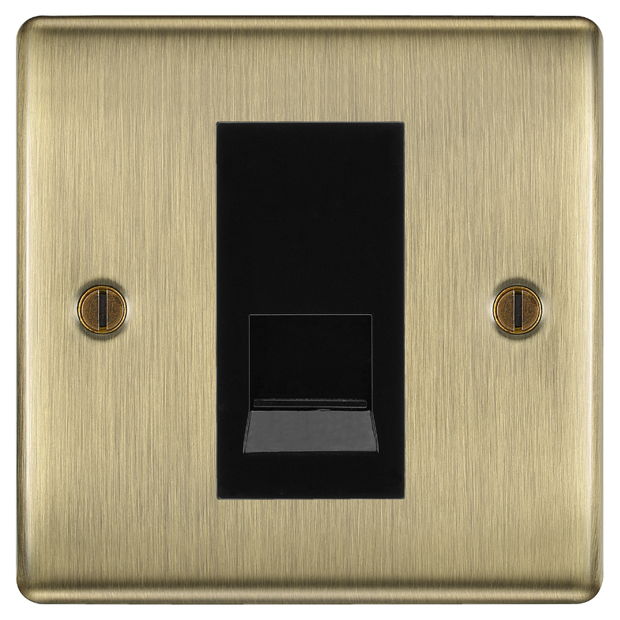 BG Nexus Antique Brass Single Secondary Telephone Socket, Screw Terminal - Black Insert