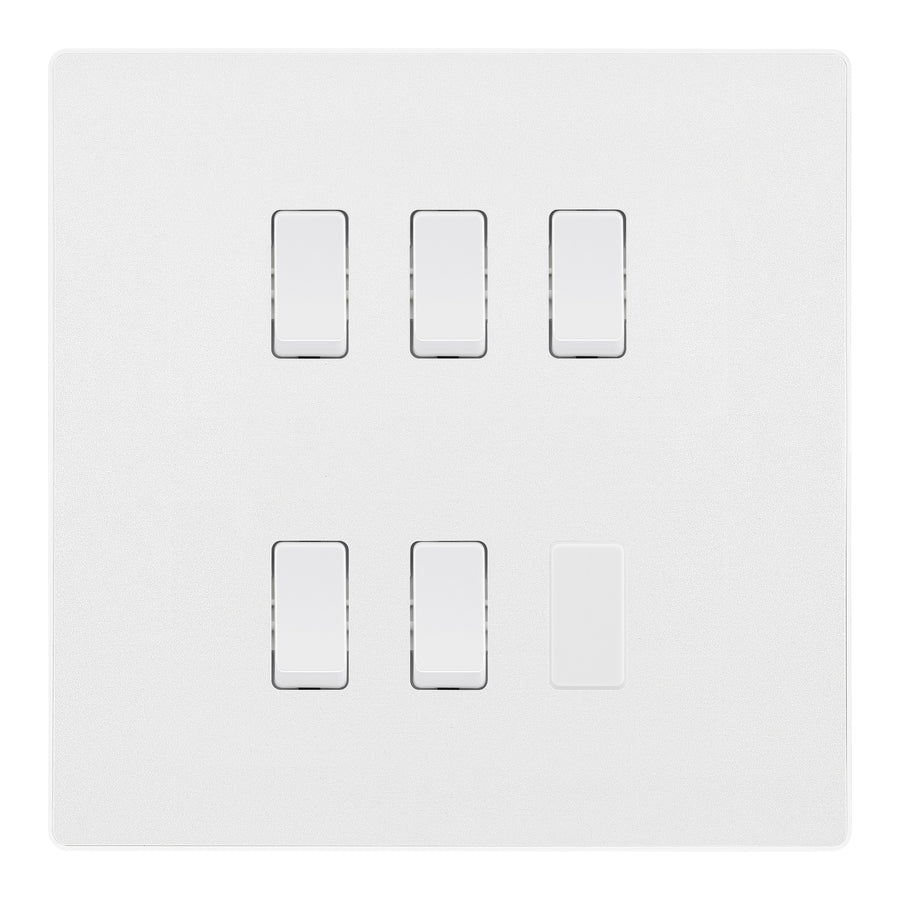 BG Evolve Pearlescent White 5 Gang Custom Grid Light Switch