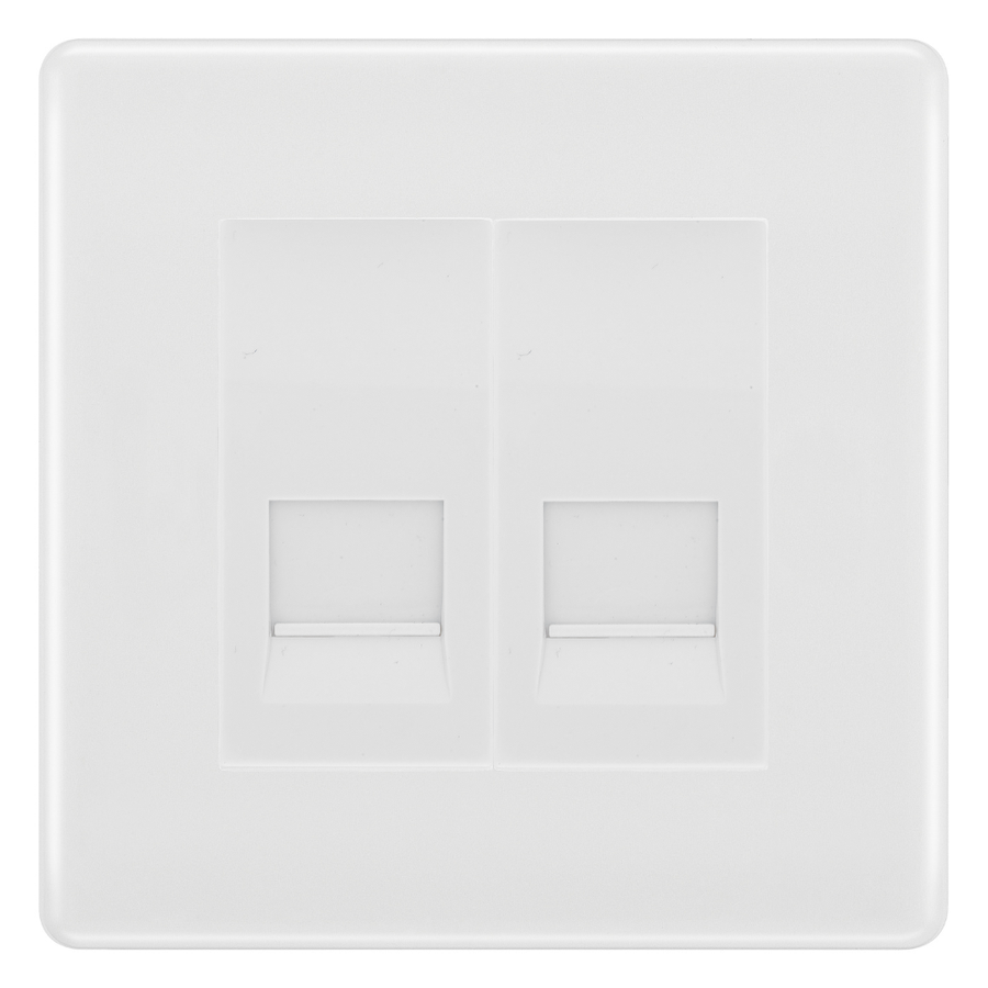 BG White Moulded Double Secondary Telephone Socket, Screw Terminal - White Insert