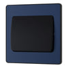 BG Evolve Matt Blue 1G Wide Rocker Light Switch PCDDB12WB with 35mm Steel Back Box