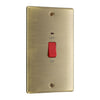BG NAB72 Nexus Metal | Antique Brass | 2 Gang Double Plate 45A 2 Pole Neon Cooker Switch