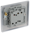 NBI42 Back -  This brushed Iridium finish 20A 16AX double light switch from British General can operate 2 different lights whilst the 2 way switching allows a second switch to be added to the circuit to operate the same light from another location (e.g. at the top and bottom of the stairs).