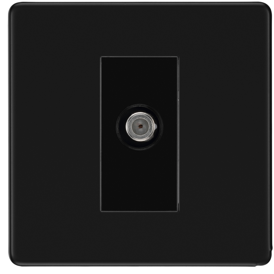 BG Nexus Flatplate Screwless Matt Black Satellite Socket FFB64