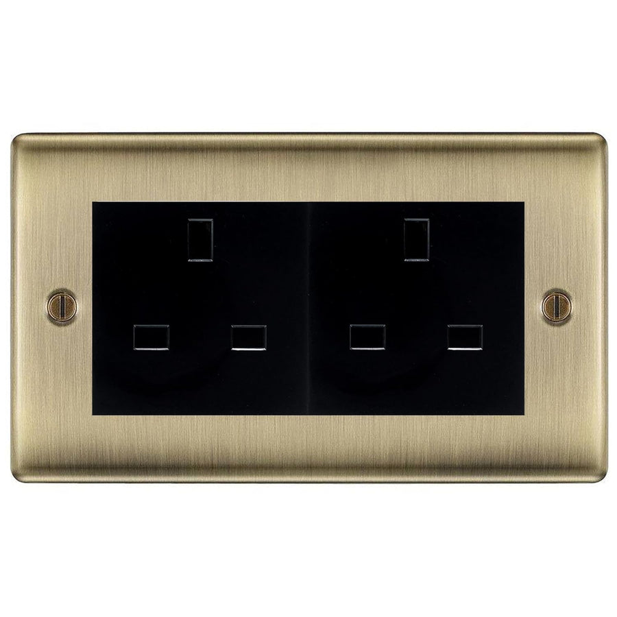 BG Nexus Antique Brass 4 Gang 13A Unswitched Socket - NAB4GUSSB