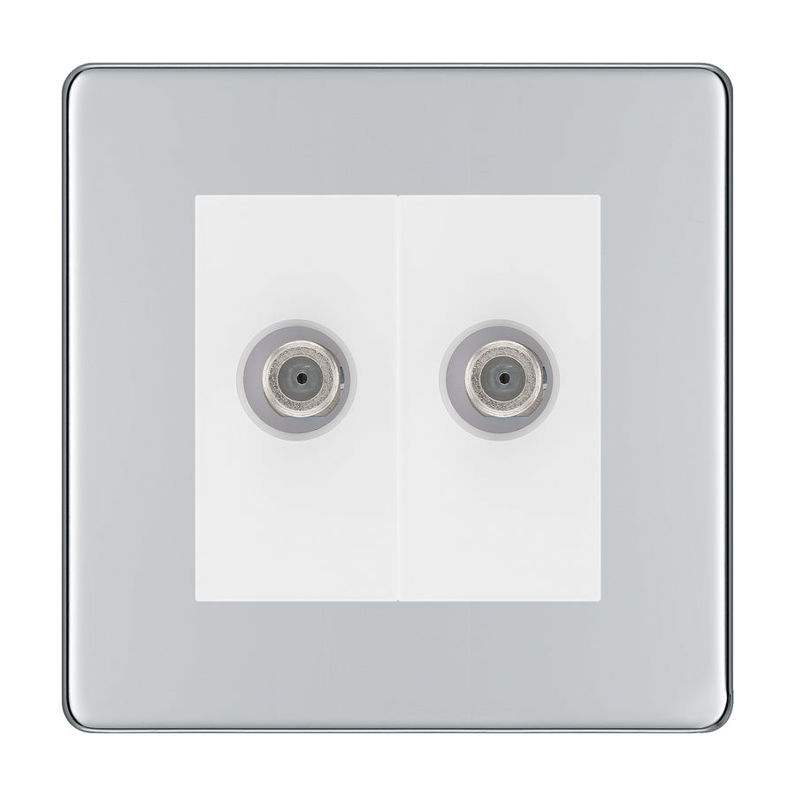 BG Screwless Polished Chrome Double Satellite Socket FPC642W