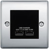 BG Nexus Metal Polished Chrome Dual USB Charger 3.1A Output Socket - Black Insert
